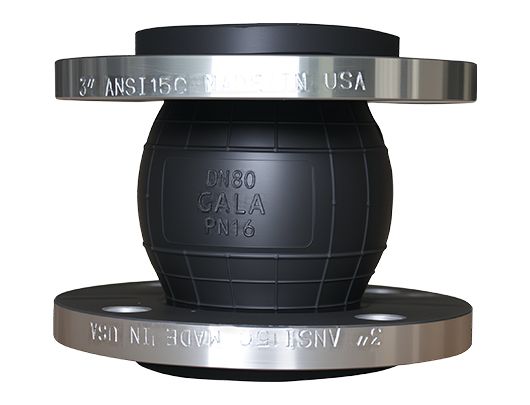 Single-Sphere Flexible Rubber Joint with Floating Flanges